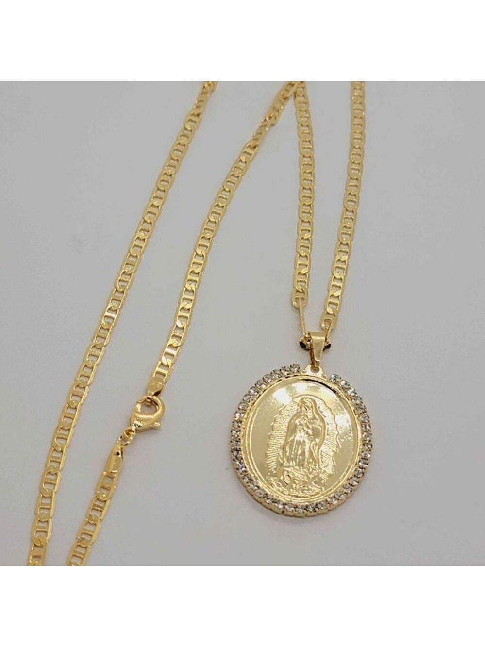 Brand New Brazilian 18k Gold Filled Virgen De Guadalupe Necklace - Picture 2 of 2